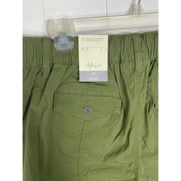 NWT - Style & Co Women’s Straight Leg Green Cargo Mid Rise Pants Size 12 - Picture 5 of 8